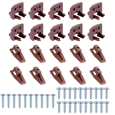 10 Sets Drawer Slide Track Guide Glides Replacement Parts For Dressers And Nightstands Bottom Mount Brown Compatible With Kenlin