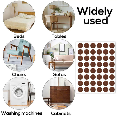 48 Pack Brown Felt Furniture Pads For Cabinets And Home, Self Adhesive Round Bumpers To Protect Beds Tables Chairs Sofas
