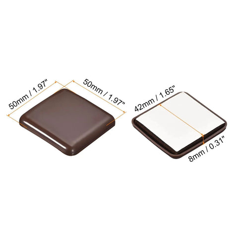 Furniture Sliders, 8Pcs 2" - Plastic Self-Adhesive Square Sliding Pads, brown 2 inch size view