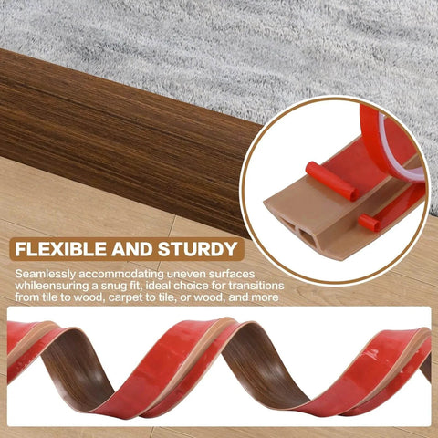 Floor Transition Strip Vinyl Door Threshold Ramp Self Adhesive Carpet Edging Strip Doorway Edge Trim, brown wood grain