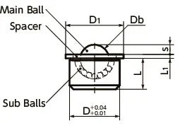 BRUPS-11-N-NBK Press Fit Type Ball Transfer Unit for Upward Facing Applications