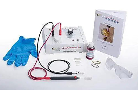 Brush Plating Kit With 24K Gold Solution Complete Gold Plating System with components, gloves, and user guide