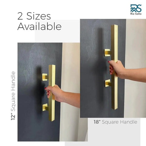 12 Inch Brushed Brass Vintage Gold Barn Door Handle Kit With Closet Door Pull Flush Plate Stainless Steel Pull Handles And Matching Gold Screws Large Sliding Door Hardware Set With Protective Pads For Safe Contact 1 Pack