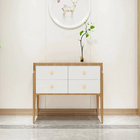 Dresser with Eight Piece Brushed Brass Cabinet Knob Set With Solid Round Hardware For Kitchen Cabinets Dresser Drawers Cupboards