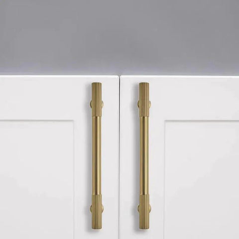 Front view of 2 Pack 6 Inch Hole Center Brushed Brass Cabinet Pulls For Drawers Dressers And Cabinets Heavy Duty Solid Hardware