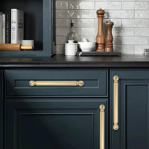 10 Pack 5 Inch Center To Center Brushed Brass Cabinet Pulls Satin Brass Cabinet Hardware on kitchen cabinets