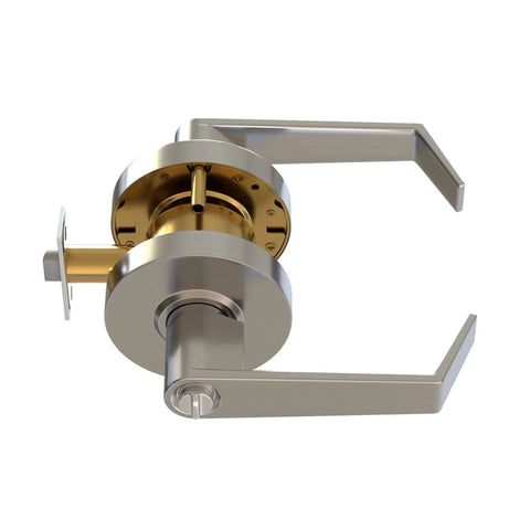 Commercial Door Handle Leverset With Brushed Chrome Finish Keyed Entry Reversible Lever Style For Left Or Right Doors