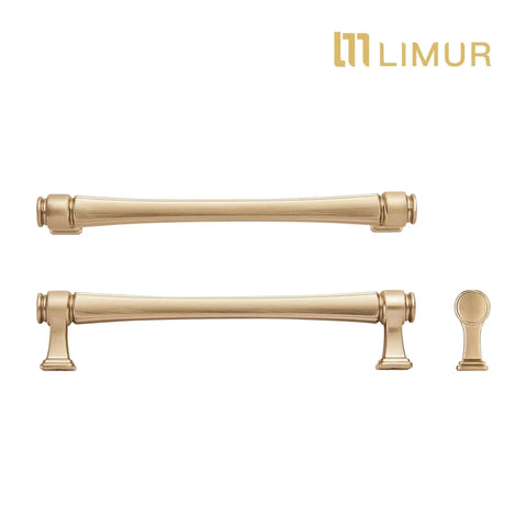 Brushed Gold Cabinet Pulls Set 10 Pack 5 Inch 128 Millimeters Solid Zinc Alloy Drawer Handles, sleek design with smooth edges.