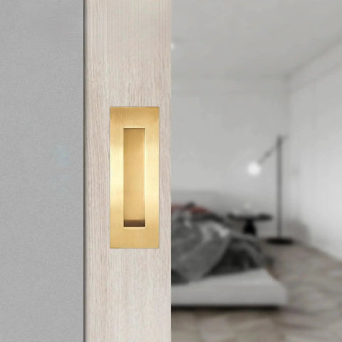 6 Inch Recessed Flush Finger Pull Handles For Pocket Doors And Sliding Doors Closet And Barn Doors Hardware In Brushed Gold Finish 2 Pack