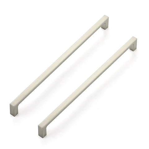 30 Pack 10 Inch Solid Square Cabinet Pulls in Brushed Nickel for Kitchen Cabinets, modern hardware set view.