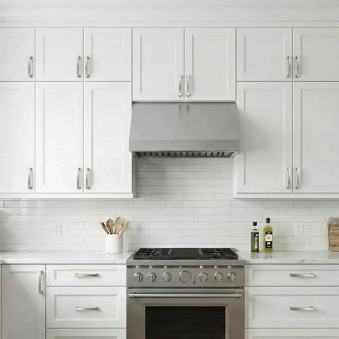 Modern kitchen with white cabinets featuring Brushed Nickel Cabinet Handles With 3 Inch Center To Center Square Drawer Pulls