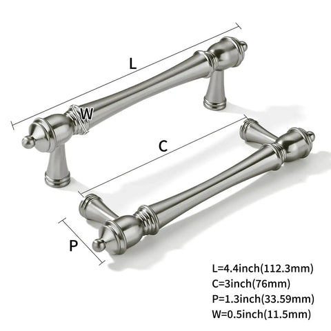 10 Pack 3 Inch Center Hole Brushed Nickel Cabinet Pulls Heavy Duty Solid Drawer Handles For Cabinets Drawers Doors And Furniture