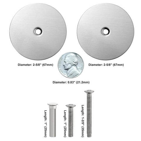 Brushed Nickel Door Hole Cover Plate 66mm Round Fits 12.7 To 54mm Holes For Interior Doors Sealing Unused Knob And Deadbolt Openings