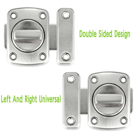 Brushed Silver Rotate Bolt Gate Latches Kit For Doors Cabinets Windows And Pet Doors, Safety Lock Hardware, Double Sided Design