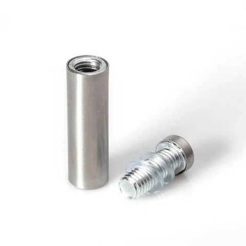 Stainless steel sign standoffs 1/2 in diameter 1-1/2 in barrel brushed for PVC glass acrylic panels, 4 pack with screws and anchors.