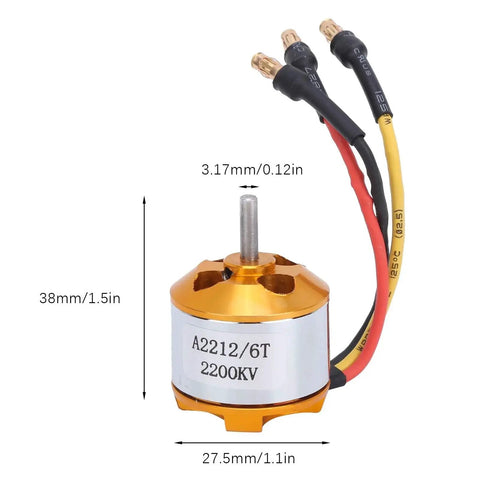 Brushless RC Airplane Motor Kit With 2212 KV2200 Motor 40A ESC XT60T Connector SG90 Servo And 6035 Propeller Close-up of 2200KV motor