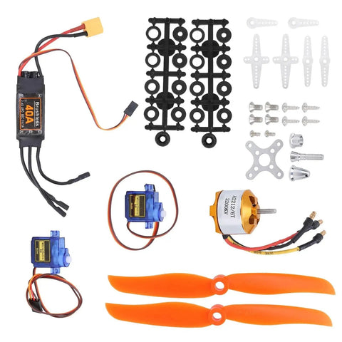 Brushless RC Airplane Motor Kit With 2212 KV2200 Motor 40A ESC XT60T Connector SG90 Servo And 6035 Propeller displayed