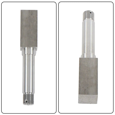 Two Pack 4 On 4 Inch Trailer Hub And One And One Sixteenth Inch Square BT16 Spindle Bearing Kit with visible spindles