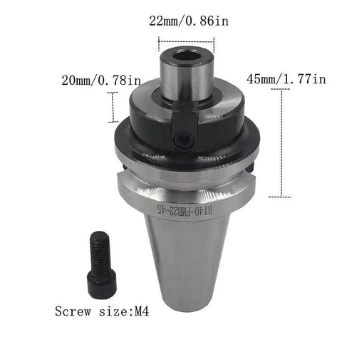 Pro Grade BT40 Toolholder And 50mm Face Mill Milling Cutter Set With BAP400R 50-22-4T Holder detailed dimensions and screw