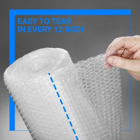 Hand tearing Bubble Cushioning Wrap Rolls 12 Inch Wide 72 Feet Total Perforated Every 12 Inches Includes 20 Fragile Stickers