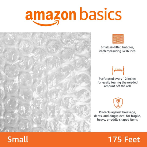 Bubble Cushioning Wrap For Fragile Items Perforated 12 Inch Roll 175 Ft Clear With Small Three Sixteenth Inch Bubbles image