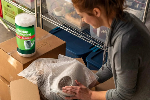 Bubble Wrap Protective Packaging 12 Inch Wide 30 Foot Roll Clear Bubble Cushions used for packing delicate items