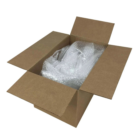 Open box with Bubble Cushioning Wrap For Fragile Items Perforated 12 Inch Roll 175 Ft Clear With Small Three Sixteenth Inch Bubbles inside