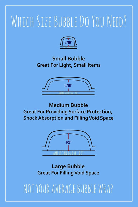 USA Made 4 Large Rolls Bubble Wrap 700 Feet 3 16 Inch Small Bubbles Perforated Every 12 Inches Packing Wrap size options diagram