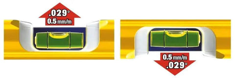 Dual vial readings on Stabila 37459 59 Inch Builders Level With High Strength Frame And Accuracy Certified Professional Level