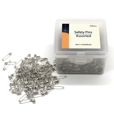 Bulk 1000-Piece 1.1-Inch Clips Tool Kit With Assorted Decorative Pins For Sewing And Crafting, Heavy-Duty Metal Safety Pins