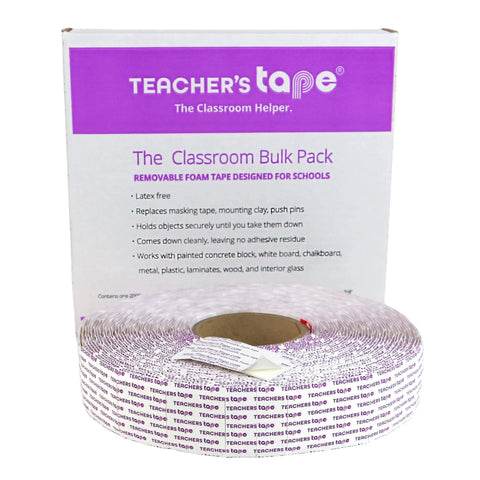 Bulk Pack Double Sided Removable Foam Tape for Wall Mounting 2000 Pieces Per Roll Easy Peel Adhesive in classroom packaging