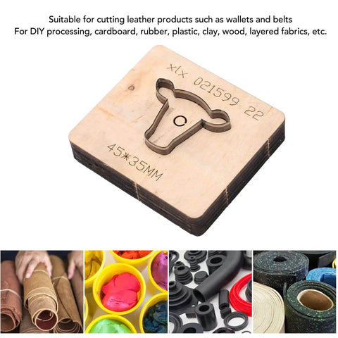 Bull Head Leather Cutting Die Knife For DIY Crafts And Leather Projects Wood Cross Cutting Tool 45 X 35 Mm For Cutting Leather Cardboard Plastic And More By Natudeco