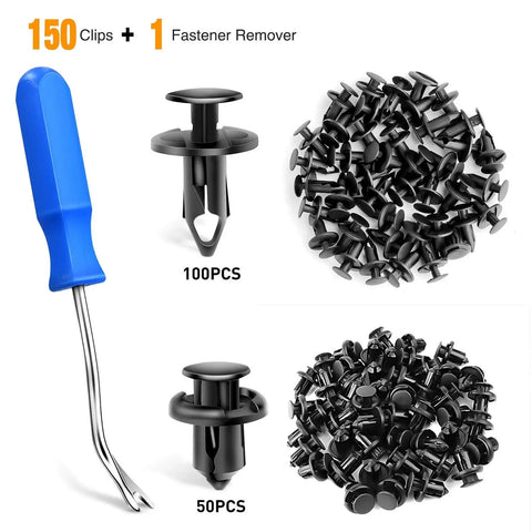 Universal Push Type Bumper Fasteners And Rivet Clips Kit With 150 Pieces In Two Sizes For Auto Body Bumper Fender Clips Replacement And Included Fastener Removal Tool By GOOACC