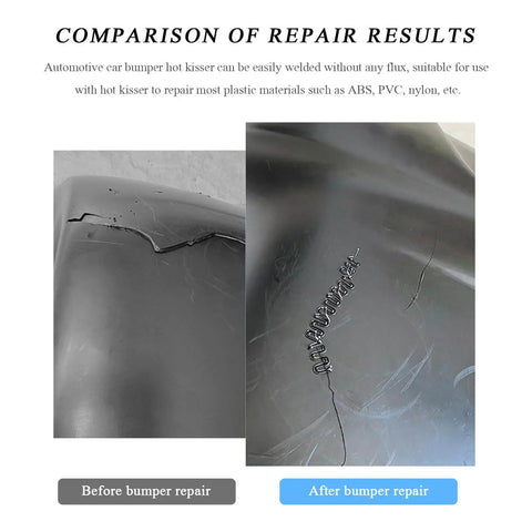 Comparison of repair results on car bumper using Hot Staples Welding Rods For Plastic And Metal Repair With Wave Bonding