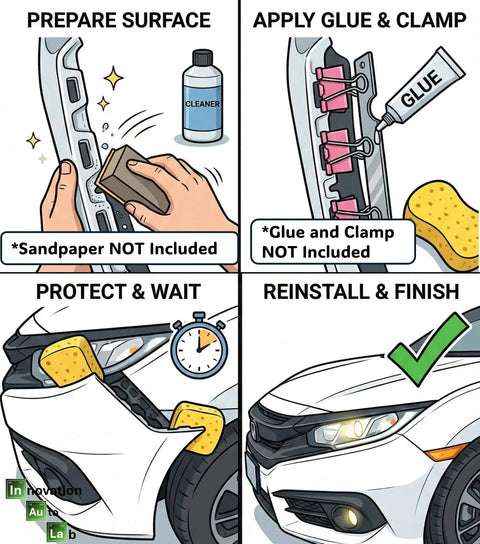 SnugFyt Bumper Tab Saver and Repair Backing Plate for 2016 to 2019 Chevrolet Cruze Non RS Trim installation steps