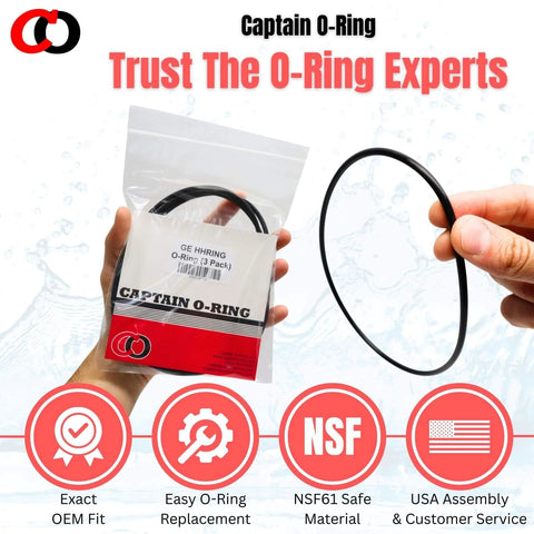 Three Pack Buna N O Ring Replacement For HHRING WS03X10054 For GXWH30C GXWH35F GNWH38F GNWH38S GXWH40L in packaging with loose ring