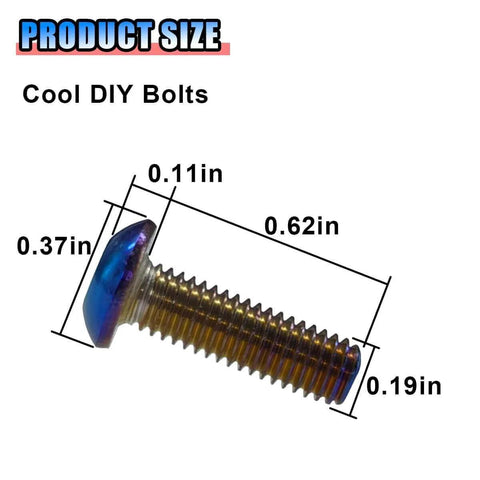 ✝️ 6PCS Steering Wheel Screw Kit, Burnt Titanium Finish, Round Head Taper Steering Wheel Bolt, M5×0.8/20mm, dimensions shown