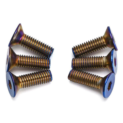✝️ PQY 6pcs Steering Wheel Screw Bolts Taper M5×0.8 Length 15mm Burnt Titanium Finish Flat Head