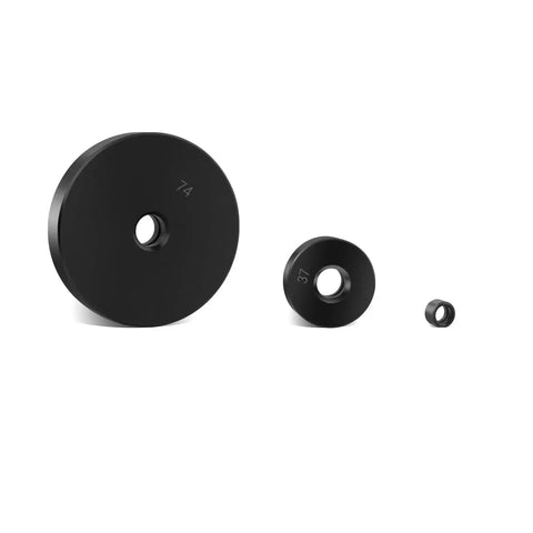 Three interchangeable discs from the All in One 52 in 1 Bushing Driver Set for Transmission Axle and Wheel Hub Installations Universal Bearing Race and Seal Installer Kit with 50 Interchangeable Tips Heavy Duty Master Tool for Car and Truck Maintenance DAYUAN.