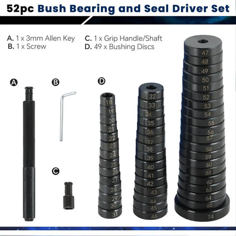 52 In 1 Bushing Driver Set And Bearing Press Tool Kit With Puller, Seal And Race Driver For Transmission Wheel Axle Bearings