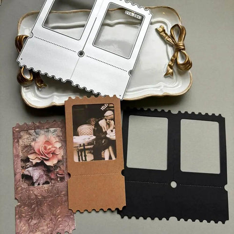 2 Pack Dope Die Cuts For Card Making And Scrapbooking Postage Stamp Tags Frames Cutting Dies Metal Embossing Stencils Template Mould