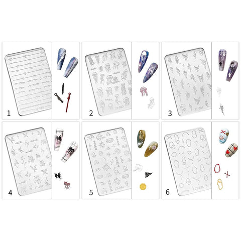 Set of butterfly 3D silicone nail art molds for DIY nails, showing multiple designs for creating nail decor templates.