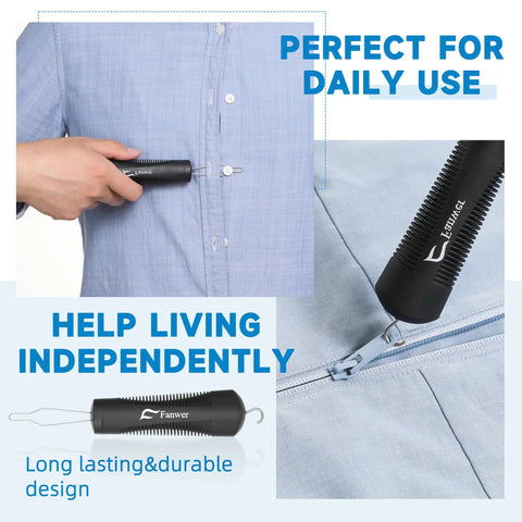 Two Pack Button Hook And Zipper Pull Helper For One Handed Dressing Aid, Easy Buttoning And Zipping, Arthritis Relief