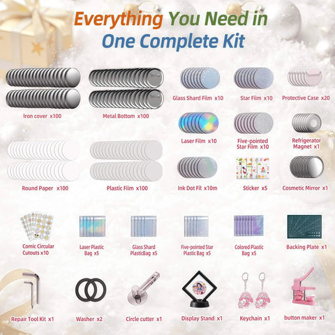 58mm Button Maker Kit With No Install Needed Button Press Includes 100 Sets Supplies Circle Cutter And Bonus DIY Accessories overview