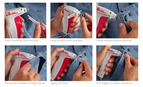 Fast No Sew Button Tool For Garments And More From Buttoneer, Attaches Buttons In Seconds Without Sewing, Works On Most Fabrics