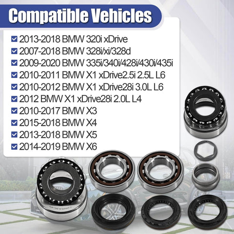 Beefed Up Front Differential Bearings Repair Kit For BMW XDrive 2006 To 2020 X1 X3 X4 X5 X6 With OE 31507533971 And Compatible With 328i 335i 528i 535i 550i Models