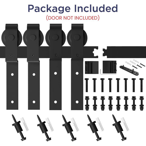 Hardware components for 6 Feet Bypass Sliding Barn Door Hardware Kit for Double Wooden Doors with Single Track, Easy Installation