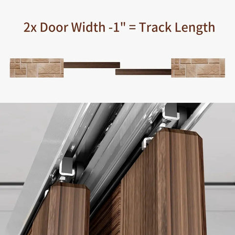 Heavy Duty Bypass Sliding Closet Door Track Hardware Set With Aluminum Pocket Rail 72 Inch Long close-up