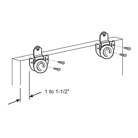 Diagram of Bypass Wardrobe Track Kit For Sliding Closet Doors Fits 47 To 48 Inch Openings With Dial Adjusting Rollers