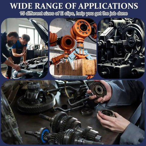 Ultimate C Clip Assortment Kit With 15 Sizes M4 To M28 In BlackCarbon Steel External Retaining Rings for machinery and automotive use